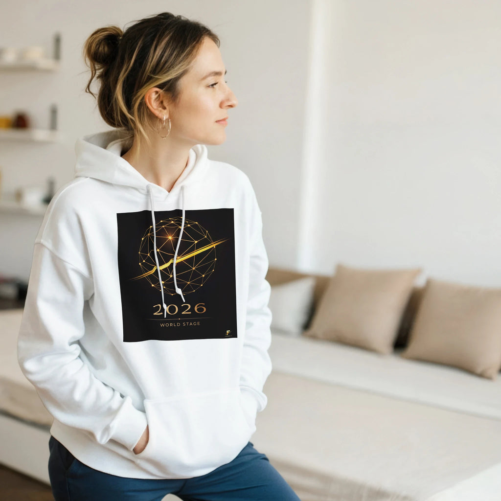 Black 2026 World Stage premium football hoodie