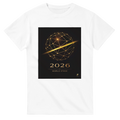 White 2026 World Stage t-shirt with gold geometric football design