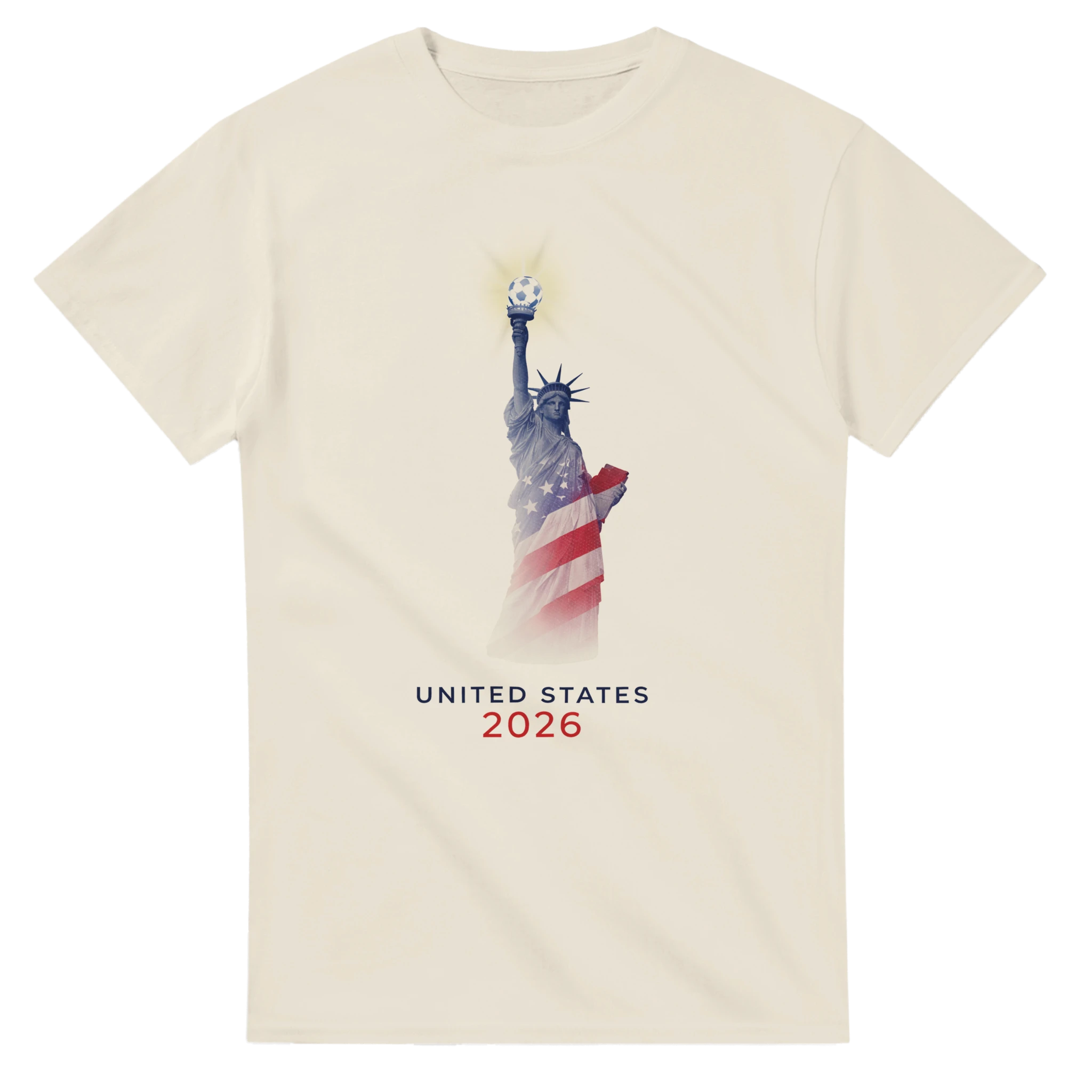 White United States 2026 t-shirt with Statue of Liberty design