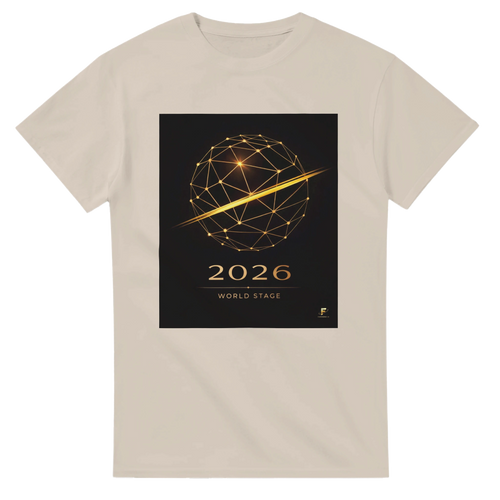White 2026 World Stage premium football graphic tee