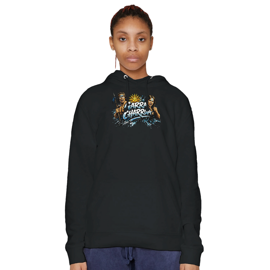 Black Garra Charrúa Uruguay premium football hoodie inspired by heritage identity
