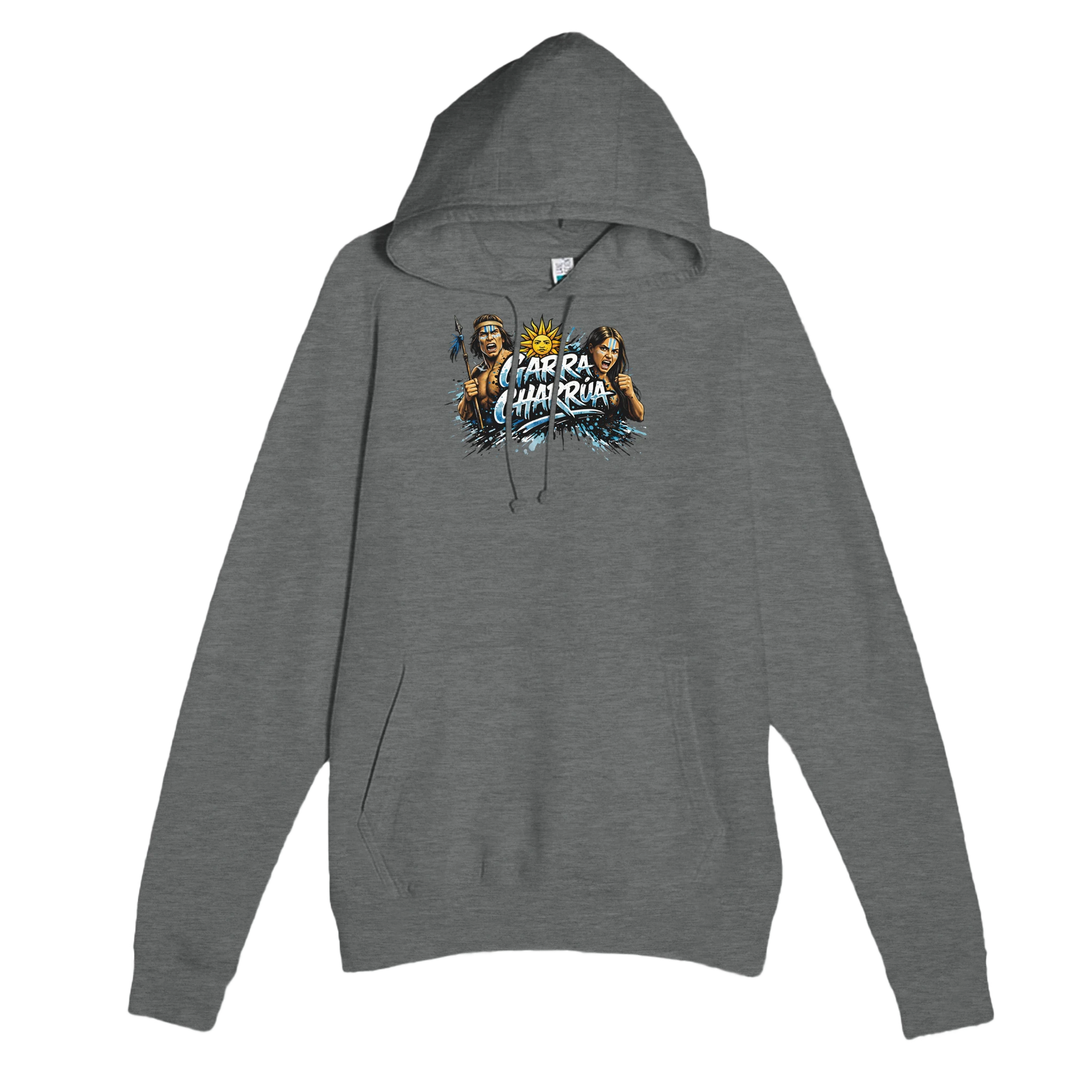 Graphite Heather Garra Charrúa Uruguay football hoodie with bold front illustration