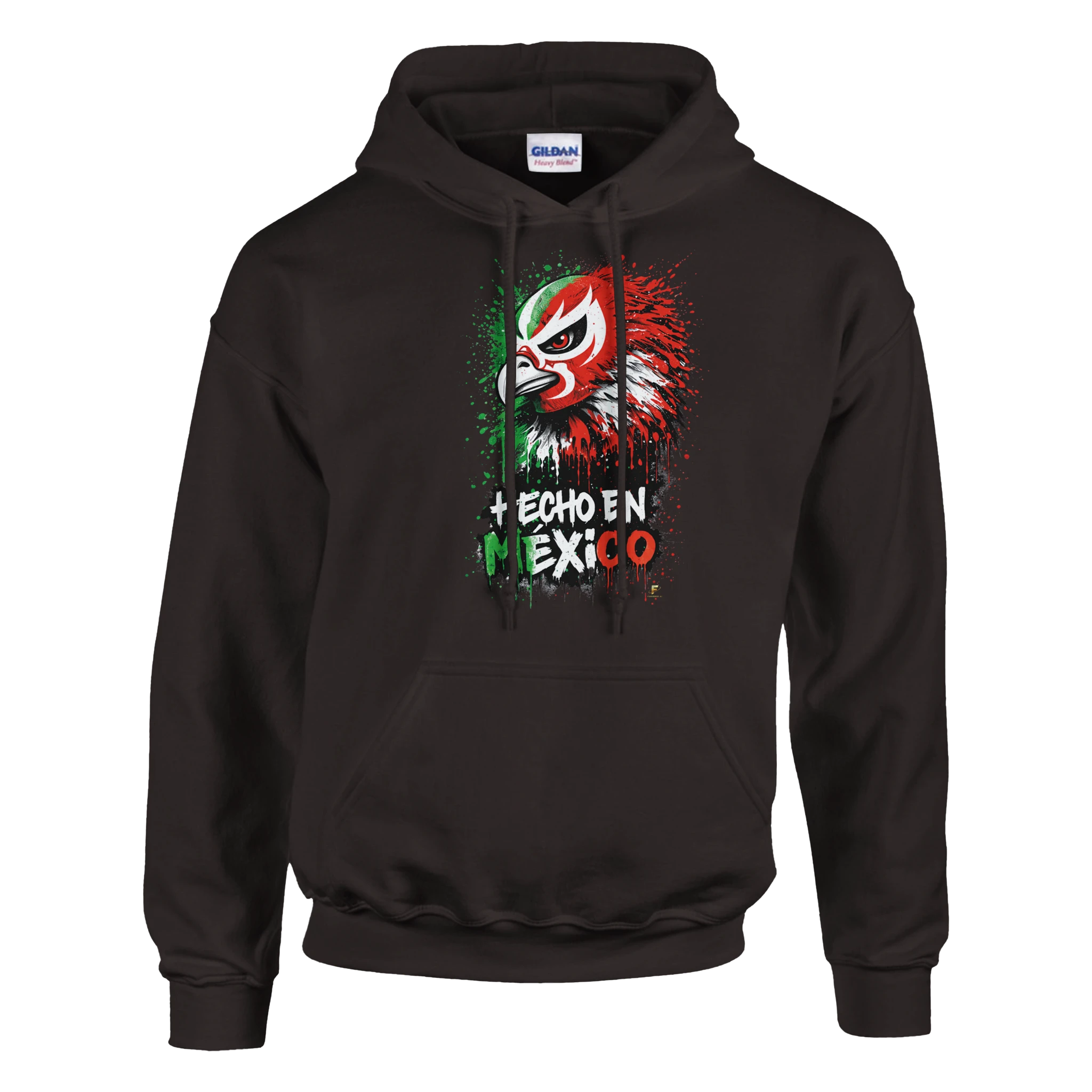 Chocolate Hecho en México eagle hoodie with red and green streetwear design