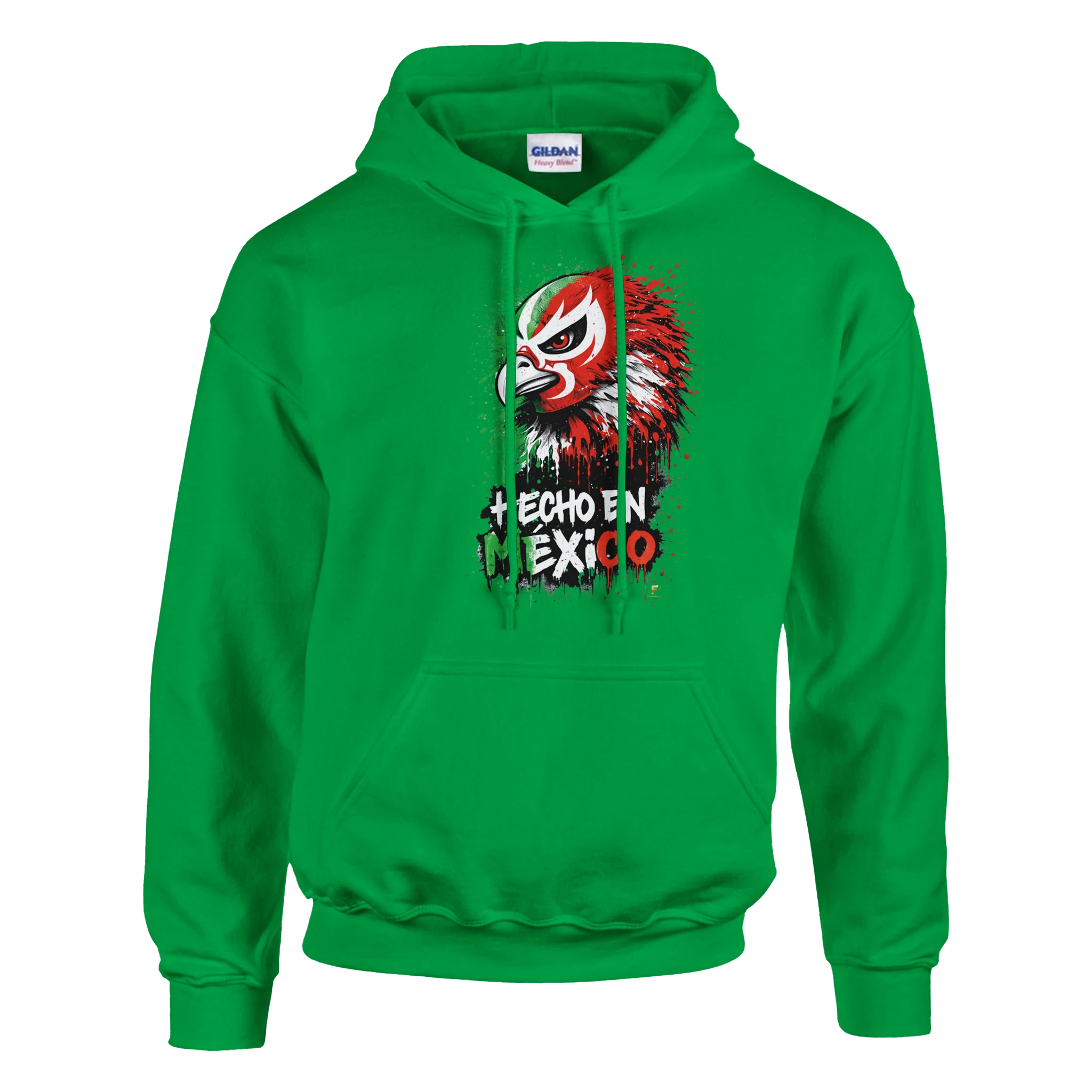 green Hecho en México eagle hoodie with red and green streetwear design