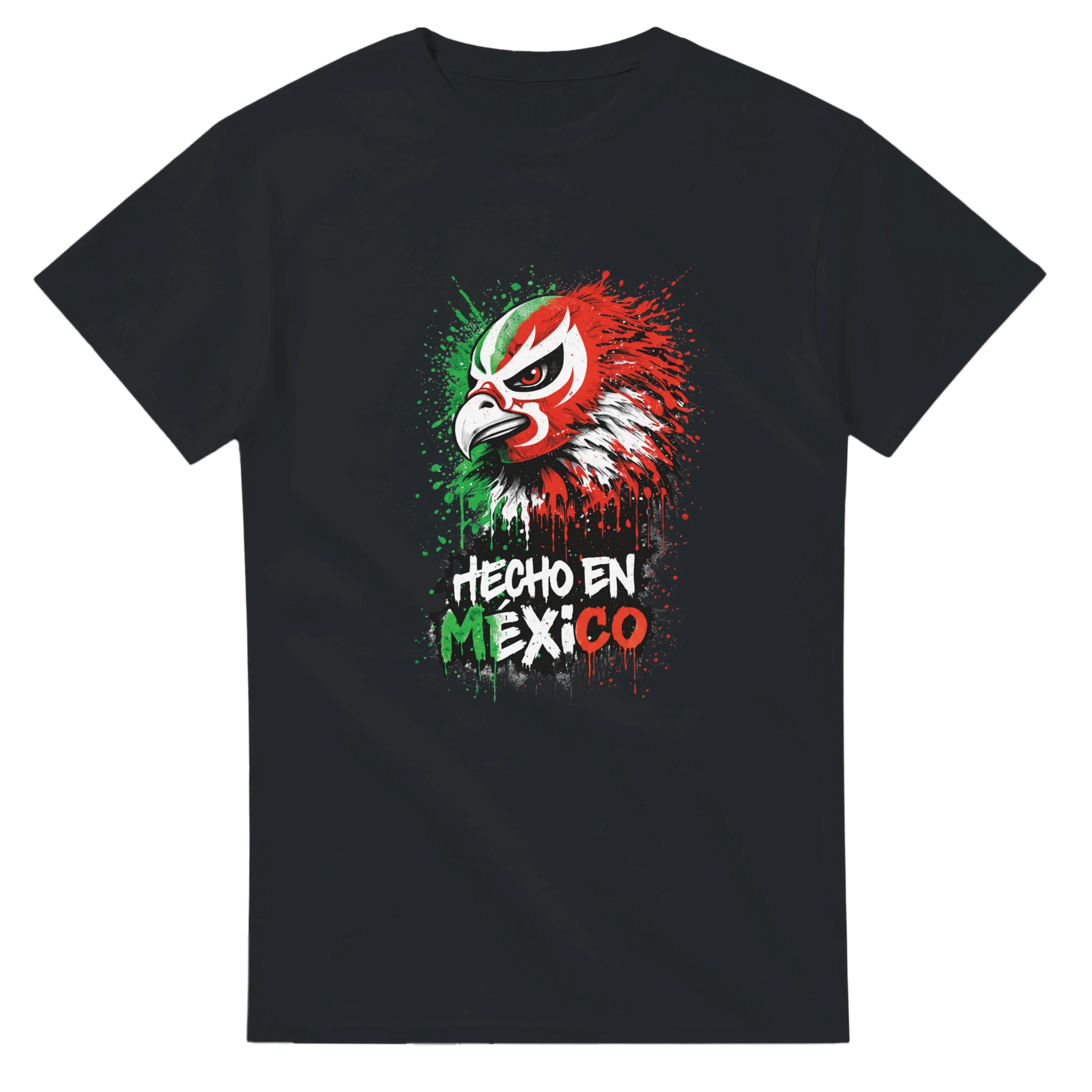Black Hecho en México eagle graphic t-shirt with red and green streetwear design