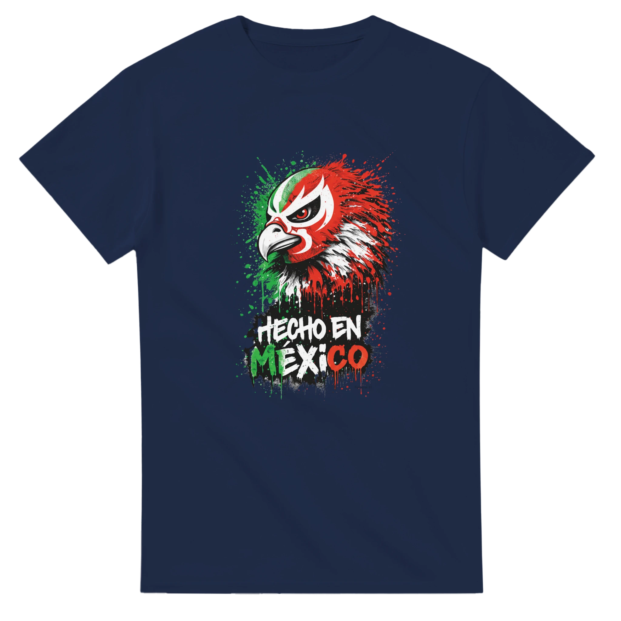 White Hecho en México eagle graphic t-shirt with red and green streetwear design