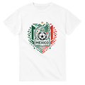 White Mexico football crest t-shirt with geometric eagle design