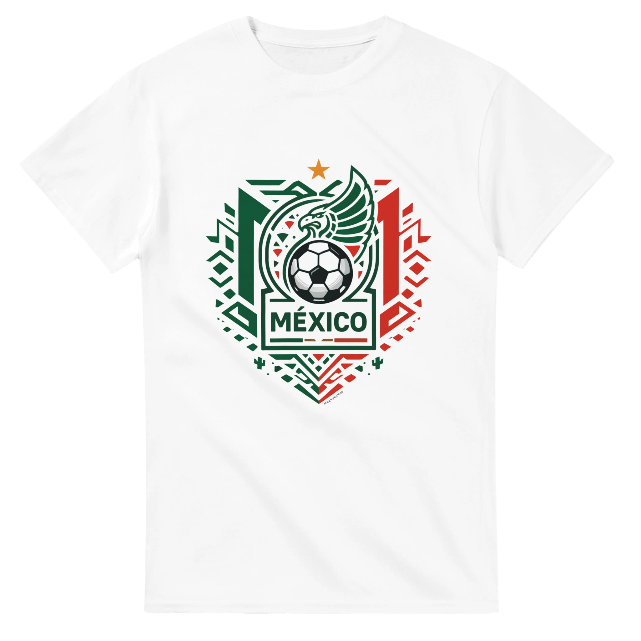 White Mexico football crest t-shirt with geometric eagle design