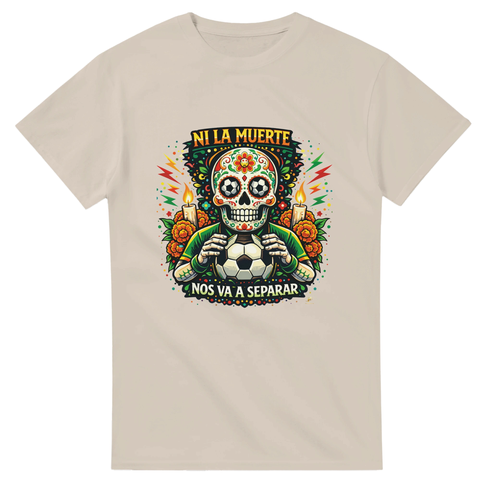 Sand Mexico skull football t-shirt inspired by Día de los Muertos