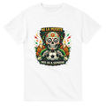 White Mexico skull football t-shirt inspired by Día de los Muertos