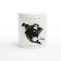 White North America 2026 football mug featuring gold network map design