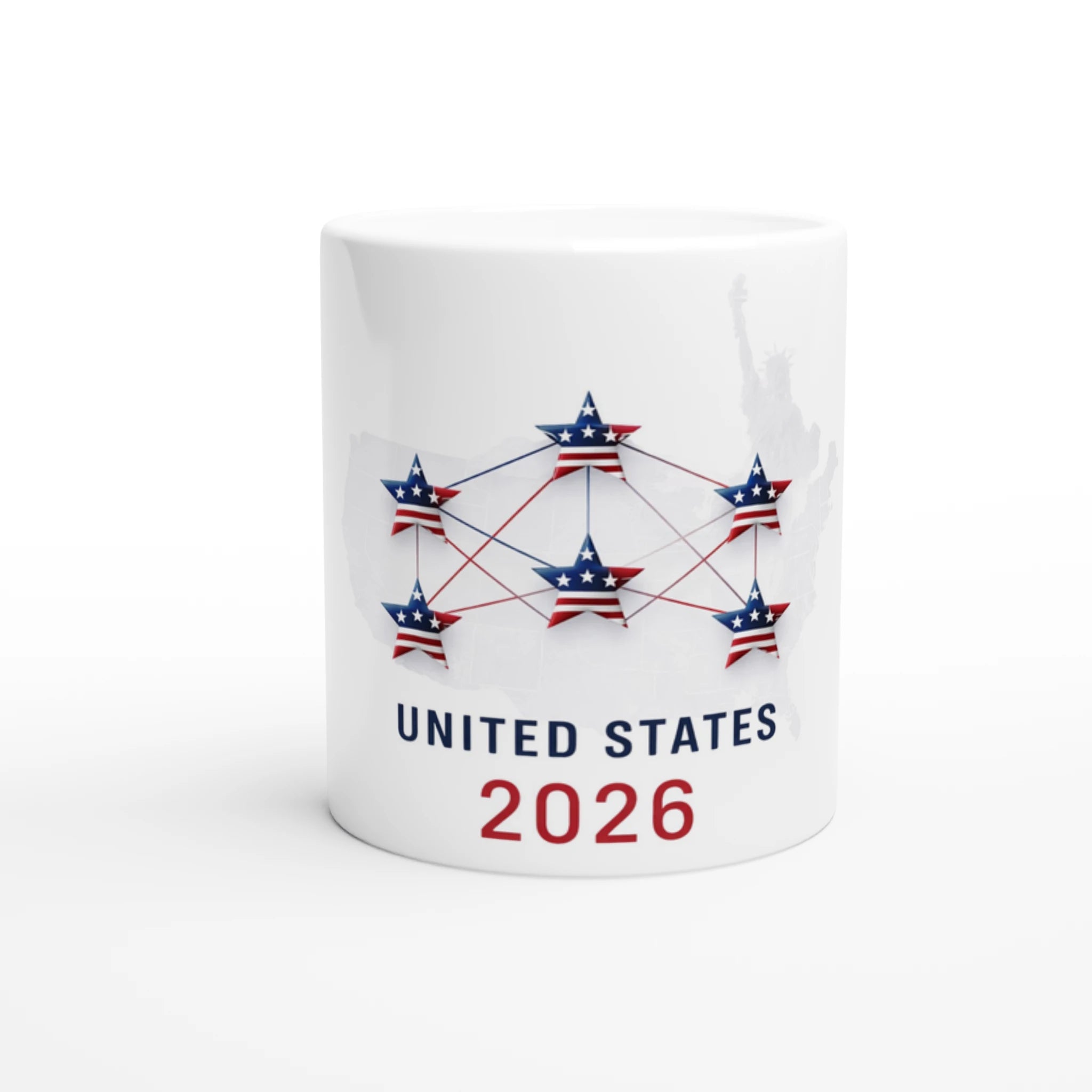 White USA 2026 football network ceramic mug