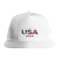 White USA 2026 trucker cap with American flag design