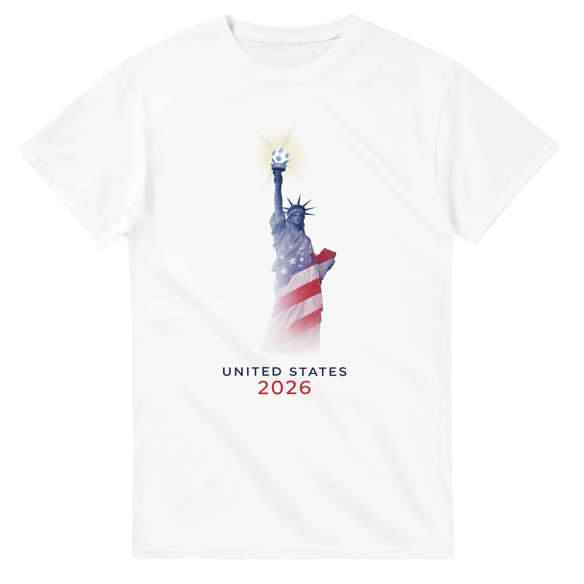 White United States 2026 t-shirt with Statue of Liberty design